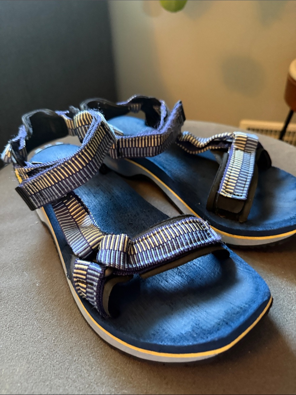 Teva Hurricane Womens 9 Navy Blue & Yellow Outdoor Water Hiking Sandals